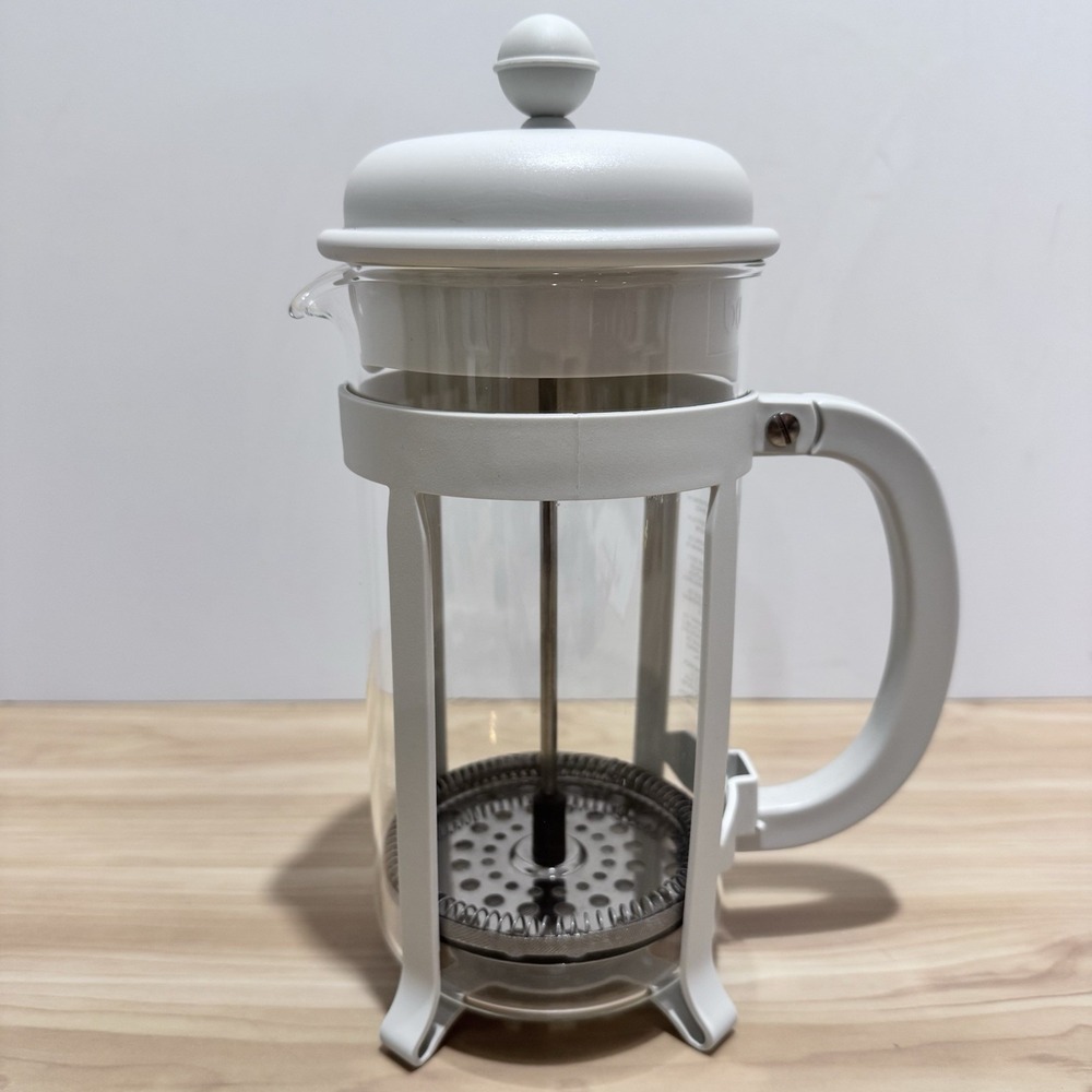 BODUM French Press Coffee Maker Off White Plastic Glass Stainless Steel Portugal